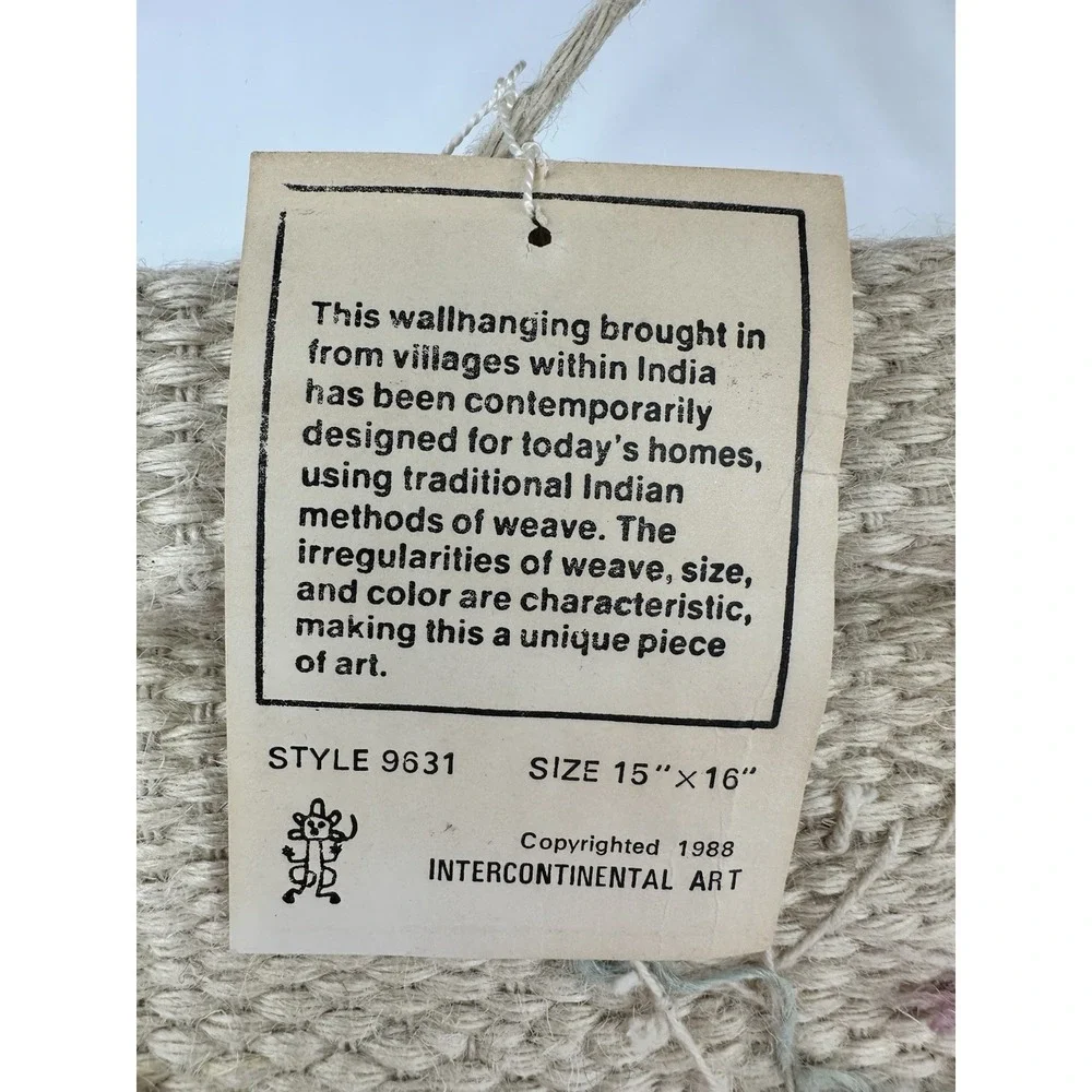 Vintage India Wall Hanging Woven Jute Textured Wreath Tapestry 23